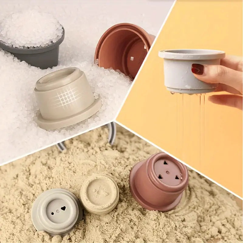 2-in-1 Stapeltoren en waterbakjes pastelkleurig